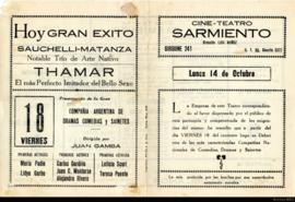 Programa de espectáculos del &quot;Cine-Teatro Sarmiento&quot;
