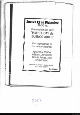 Volante &quot;Presentación del libro &#039;Poesía gay de Buenos Aires&#039;&quot;