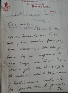 Carta de Rubén Darío a Manuel Gálvez