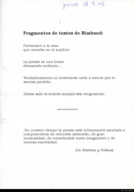 Fragmentos de texto de Rimbaud
