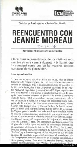 Programa &quot;Reencuentro con Jeanne Moreau&quot;