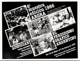 Afiche de exposición fotográfica de la Asociación de Reporteros Gráficos de la República Argentina &quot;6° muestra edición 1986 ARGRA&quot;