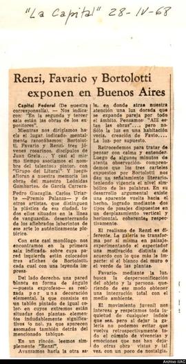 Reseña del diario La Capital titulada &quot;Renzi, Favario y Bortolotti exponen en Buenos Aires&quot;