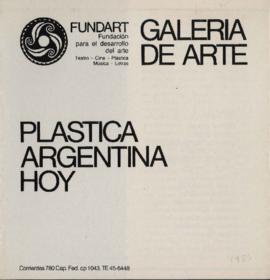Folleto de exposición &quot;Plástica Argentina hoy&quot; realizada en la Galería Fundación para e...