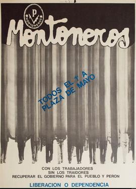 Afiche político de convocatoria de Montoneros &quot;Todos el 1° Plaza de Mayo&quot;