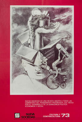 Afiche promocional de la revista Nueva Sociedad no. 73 &quot;Cultura y Contracultura&quot;