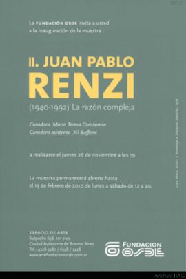 Invitación a la inauguración de la exposición &quot;Juan Pablo Renzi 1940-1992: La razón compleja&quot;