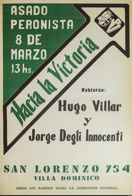 Afiche político de convocatoria del Partido Justicialista &quot;Hacia la victoria&quot;
