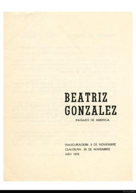Catálogó de la exposición &quot;Beatriz González: Paisajes de América&quot;