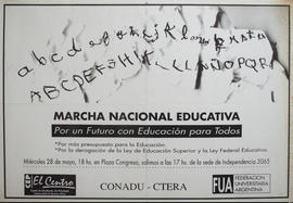 Afiche político de convocatoria de la Federación Universitaria Argentina &quot;Marcha Nacional Ed...