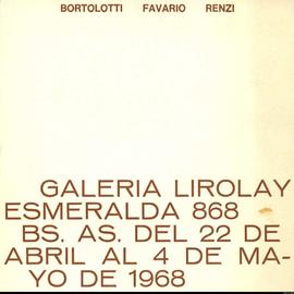 Invitación a la exposición &quot;Bortolotti, Favario,  Renzi&quot; realizada en Galería Lirolay