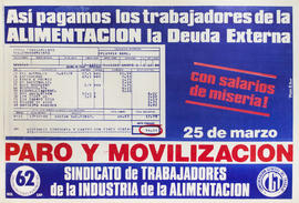 Afiche político de convocatoria del Sindicato de Trabajadores de la Industria de la Alimentación ...