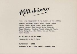 Invitación a la exposición &quot;15 artistas en los 400 años de la ciudad&quot; realizada en Altichiero