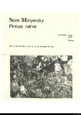 Folleto de la exposición &quot;Nora Minyersky: pintura naïve&quot;