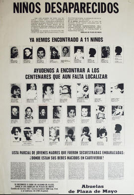 Afiche político de Abuelas de Plaza de Mayo &quot;Niños desaparecidos&quot;