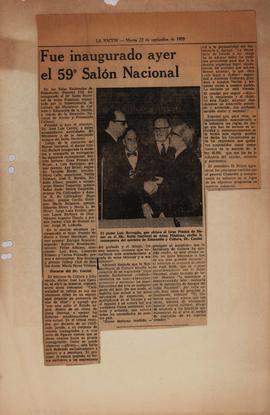Reseña del diario La Nación &quot;Fue inaugurado ayer el 59º Salón Nacional&quot;