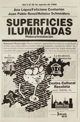 Afiche de la exposición &quot;Superficies iluminadas: pintura/instalación&quot; realizada en el Centro Cultural Recoleta
