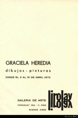 Folleto de la exposición &quot;Graciela Heredia: dibujos-pinturas&quot;