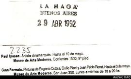 Aviso de exposición de la revista La Maga titulado &quot;Gran formato&quot; (copia)