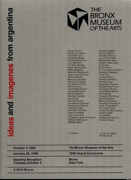 Folleto de la exposición &quot;Ideas and images from Argentina&quot; realizada en The Bronx Museum of the Arts