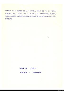 Catálogo de la exposición &quot;Marta Lemel: dibujos-grabados&quot;