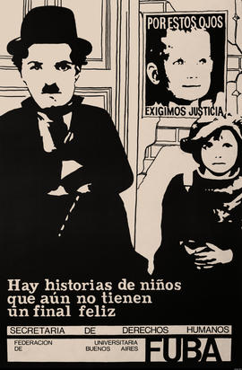 Afiche de la Secretaría de Derechos Humanos de la Federación Universitaria de Buenos Aires &quot;Hay historias de niños que aún no tienen un final feliz&quot;