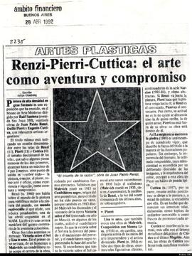 Reseña de Jorge Glusberg titulada &quot;Renzi - Pierri - Cuttica: el arte como aventura y comprom...