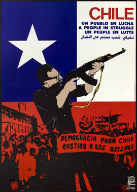 Afiche político de la Organización de Solidaridad de los Pueblos de África, Asia y América Latina &quot;Chile un pueblo que lucha&quot;