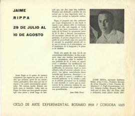 Volantes de las exposiciones de Jaime Rippa, Emilio Ghilioni y Rodolfo Elizalde realizadas en el marco del &quot;Ciclo de Arte Experimental: Rosario / 1968&quot;