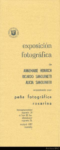&quot;Exposición fotográfica de Annemarie Heinrich Ricardo Sanguinetti Alicia Sanguinetti&quot;
