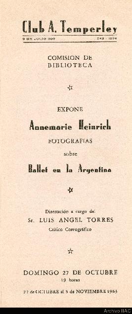 Exposición fotográfica de Annemarie Heinrich &quot;Ballet en la Argentina&quot;