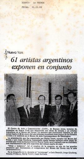 Reseña del diario La Prensa titulada &quot;61 artistas argentinos exponen en conjunto&quot; (copia)