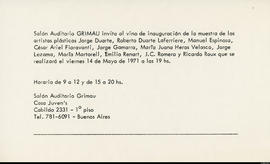 Invitación a la inauguración de la exposición del Grupo Des-centro realizada en el Salón Auditorio Grimau