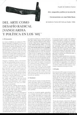 Reseña de Ana Longoni titulada &quot;Del arte como desafío radical : vanguardia y política en los &#039;60&quot; (copia)