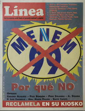 Afiche de reproducción de portada Revista Línea : de la protesta social hacia el proyecto nacional y popular no. 139 &quot;Menem 99. Por qué no&quot;