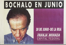Afiche de campaña electoral de Franja Morada. Capital Federal &quot;Bochalo en junio : 30 de junio - De la Rúa&quot;