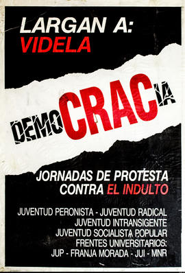 Afiche político de convocatoria de la Franja Morada &quot;Democracia&quot;