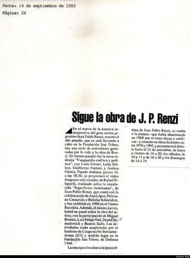 Reseña del diario Página 12 titulada &quot;Sigue la obra de J.P. Renzi&quot; (Copia)