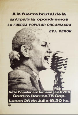 Afiche político de convocatoria peronista &quot;Acto popular en homenaje a Evita&quot;