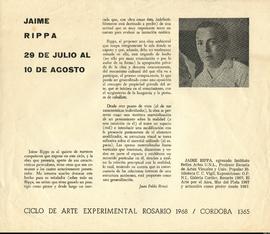 Volante de la exposición de Jaime Rippa realizada en el marco del &quot;Ciclo de Arte Experimental: Rosario / 1968&quot;