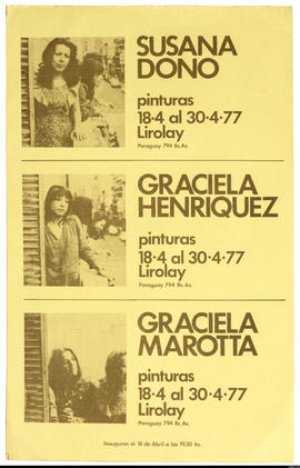 Afiche de exposición “Susana Dono. Graciela Henriquez. Graciela Marotta. Pinturas&quot;