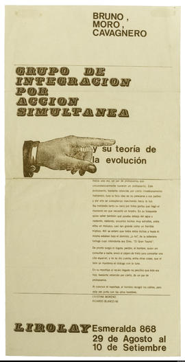 Afiche de exposición “Bruno, Moro, Cavagnero Grupo de Integración por Acción Simultánea y su teor...