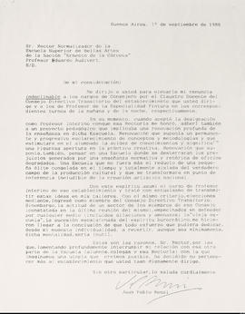 Carta de Juan Pablo Renzi a Eduardo Audivert