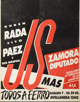 Afiche político de convocatoria de la Juventud Socialista &quot;Todos a Ferro&quot;