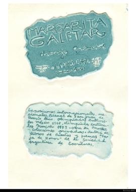 Folleto de la exposición &quot;Margarita Galetar: dibujos, grabados&quot;
