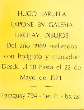 Afiche de exposición “Hugo Laruffa expone en Galería Lirolay, Dibujos