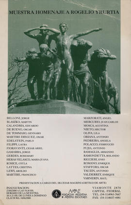Afiche de la &quot;Muestra Homenaje a Rogelio Yrurtia&quot; realizada en la Asociación Argentina de Artistas Escultores