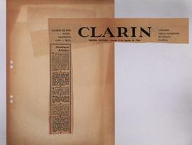 Aviso de exposición del diario Clarín [Grupo Trece en Ronald Lambert Gallery]