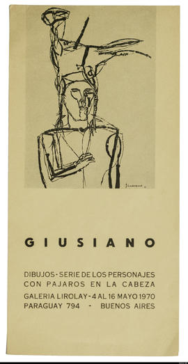 Afiche de exposición “Giusiano - Dibujos - Serie de los personajes con los pájaros en la cabeza&quot;