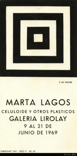 Folleto de la exposición &quot;Marta Lagos: Celuloide y otros plásticos&quot;